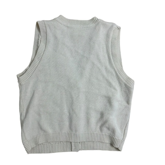 Vintage Vest Knit Button Up Sleeveless White Cream Neutral Whimsigoth Size Small - Picture 4 of 6